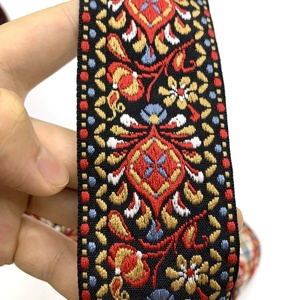 Nhà máy tùy chỉnh 5cm màu đỏ Polyester <span class=keywords><strong>jacquard</strong></span> vải có thể tái chế tinh tế phong cách dân tộc mô hình - Product Image 6