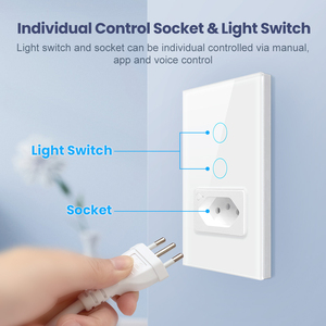 Interruptores de Luz Táctiles Inalámbricos Inteligentes para el Hogar con Wifi Tuya de 1/2 Grupo, Enchufe Inteligente Brasileño y Interruptores Compatibles con <span class=keywords><strong>Alexa</strong></span> y Google Home - Product Image 5