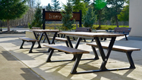Patio Commercial extérieur hôtel Restaurant Table en bois banc salle à manger moderne jardin extérieur rue pique-nique Table