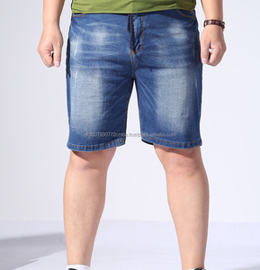 Short en jean effilé délavé déchiré pour homme, Bermuda en coton brodé, grande taille - Product Image 1
