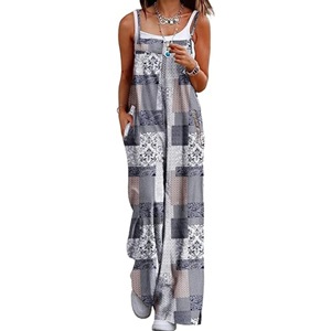 Women's Printed Floral Jumpsuit Comfortable Sleeveless Wide Leg Design <strong>Loose</strong> <strong>Fit</strong> for Holiday Casual Wear - Product Image 4