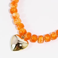 Collier ras du cou en résine avec breloque cœur, perles épaisses, vente en gros, colliers en résine personnalisés, colliers statement pour femmes