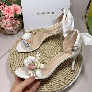 Sandales à Talons Hauts de 6CM/8CM pour Femme, avec Diamants et Perles, Idéales pour Fêtes et Mariages - Product Image 6