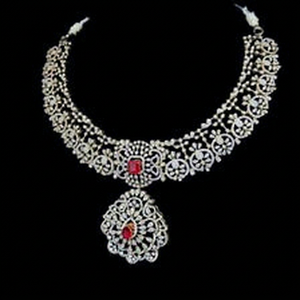 17CT Diamond Ruby Bridal <b>Necklace</b>, Indian Wedding Jewelry, Luxury Kundan Polki Style <b>Statement</b> <b>Necklace</b>, Heirloom Bridal Set - Product Image 1