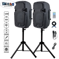 Sistema de Altavoces PA de 800 W y 2 Vías con 2 Altavoces de 8", Audio Profesional, Bluetooth TWS, Conjunto Activo y Pasivo para Fiestas, Incluye 2 Soportes y Micrófono Bocina