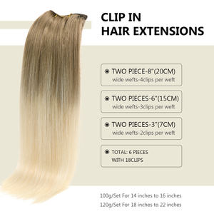 Extensiones de cabello humano con Clip para mujer, extensiones de cabello natural brasileño, con cutícula virgen, visón suave, negro brillante y suelto, venta al por mayor - Product Image 4