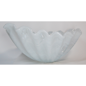 Jarrón de Vidrio Blanco de Diseño Italiano de Alta Calidad, 52 cm, Forma de Barco, Técnica Fusionada, para Decoración del Hogar y Habitaciones - Product Image 2