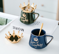 Tasse à café de luxe en céramique, avec couvercle et cuillère, cœur, cadeau pour mères