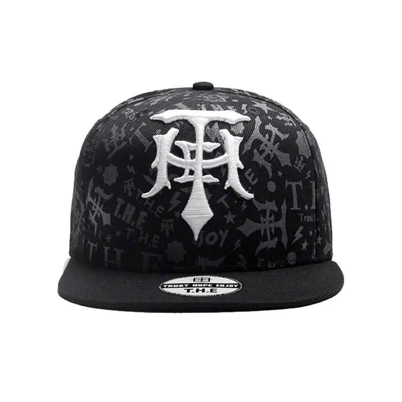 Custom Black Wholesale Embroidery Cotton Twill Flat Bill Sports Type baseball cap hat for men