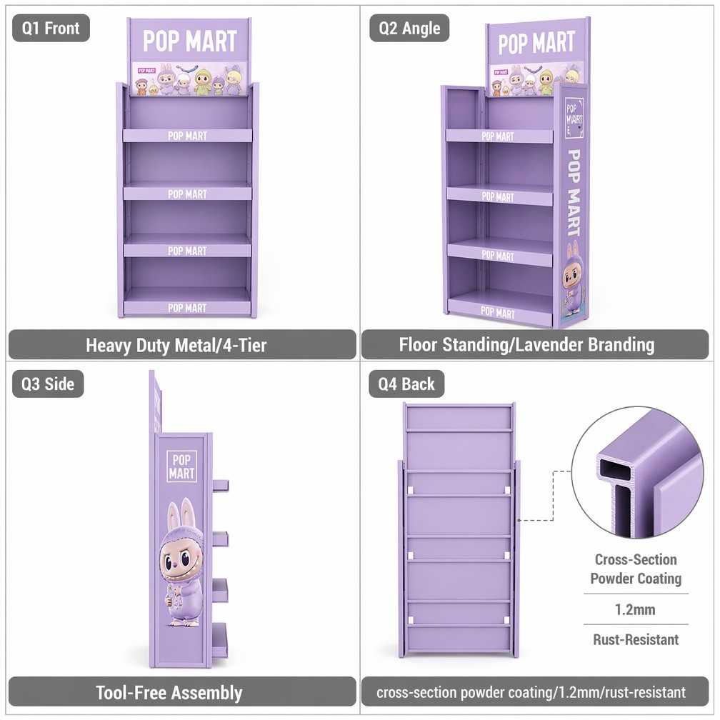 Apache Custom Metal Figure Display Rack Countertop Spinning 4-Tier Pop Mart Toy Organizer OEM for Blind Box Retail Store OEM ODM — view 3