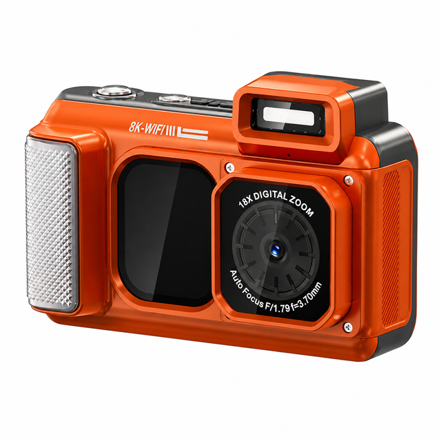 DELANDA 8K WiFi Digital Camera 18X Zoom Auto Focus LED Fill Light Vlogging Compact Camera for Travel