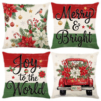 En stock, housses de coussin décoratives carrées pour la maison et l'hôtel, avec des motifs de Noël, du Père Noël, du cerf, de la flocon de neige et du bonhomme de neige