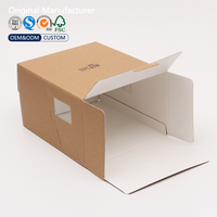 Boîte à gâteau personnalisée en kraft à ouverture latérale sans poignée, papier alimentaire recyclable avec fenêtre transparente en PVC sur le côté, logo personnalisé OEM ODM