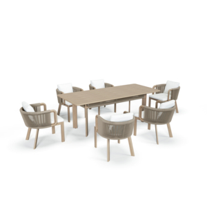 <span class=keywords><strong>Ensemble</strong></span> de table à manger en <span class=keywords><strong>teck</strong></span> d'extérieur moderne et luxueux sur mesure avec chaises de salle à manger et chaises pour la cuisine - Product Image 1