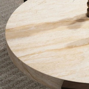 Tables basses rondes italiennes OEM ODM, style nordique moderne, meubles de <span class=keywords><strong>salon</strong></span>, base <span class=keywords><strong>en</strong></span> bois de frêne massif, plateau <span class=keywords><strong>en</strong></span> marbre <span class=keywords><strong>travertin</strong></span> - Product Image 4