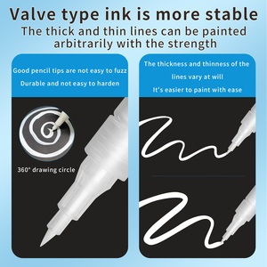 Vendita calda Logo personalizzato <span class=keywords><strong>acrilico</strong></span> penne di vernice bianca-punta del pennello morbido evidenziano <span class=keywords><strong>pennarello</strong></span> <span class=keywords><strong>bianco</strong></span> per la pittura - Product Image 6