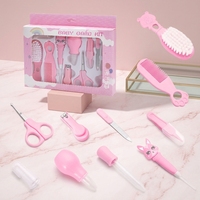 Ensemble de soins pour bébé manuel en PP, 10 pièces, avec coupe-ongles pour bébé, peigne, brosse, distributeur de médicaments et brosse à dents - Sans BPA