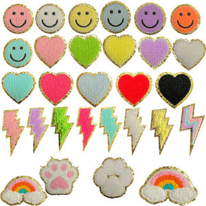 Di alta qualità fiore singolo sorridente faccia numero conchiglia ciniglia toppe ferro su per t-shirt - Product Image 4