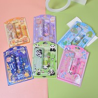 Ensemble de papeterie de dessin animé, comprenant crayon, cahier, règle, gomme, taille-crayon, fournitures scolaires pour étudiants, cadeaux de papeterie