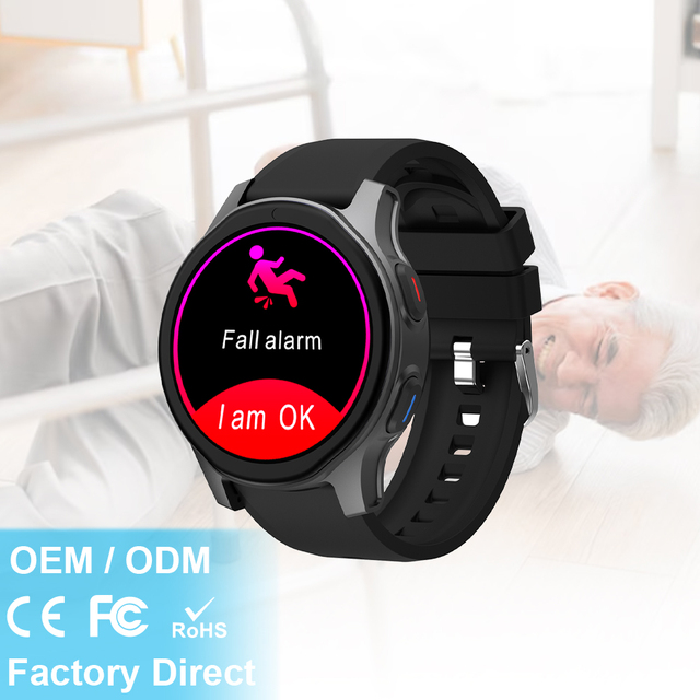 L18 Elderly Fall Detection Watch with SIM Card SOS GPS IP67 Waterproof Silica Gel Band LBS Telecare Watch