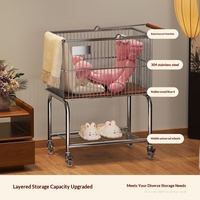 Étagère murale de salle de bain en acier inoxydable à double couche, style moderne et minimaliste, panier à linge, chariot roulant, étagère de rangement