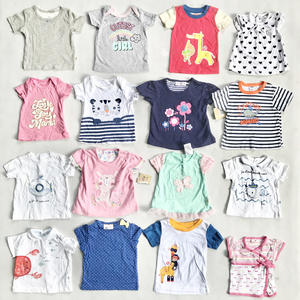 Vente en gros de vêtements pour bébés garçons et filles nouveau-nés, manches courtes, col rond, coton, vêtements pour bébés mignons, lots de t-shirts - Product Image 1