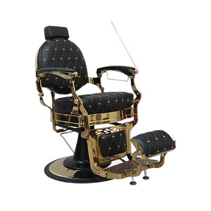 Sillón de Barbería Retro con Marco Metálico Dorado, Reclinable Hidráulico, con Reposacabezas Desmontable y Reposapiés <span class=keywords><strong>Doble</strong></span> para Afeitar la Barba - Product Image 5