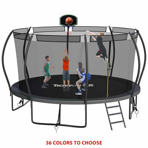 Trampolín Grande para Jardín al por Mayor con Marco <span class=keywords><strong>de</strong></span> Tubo Curvo, Red <span class=keywords><strong>de</strong></span> Seguridad y Canasta <span class=keywords><strong>de</strong></span> Baloncesto, Trampolín Recreativo para Niños al Aire Libre - Product Image 6