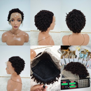 Letsfly Promotion $24.6 Pixie Cut 13x4 Full Lace Frontal <b>Wigs</b> Brown, Burgundy 100% Human Hair <b>Afro</b> Curly Short <b>Wigs</b> Wholesale - Product Image 4