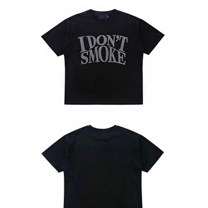 เสื้อยืดคอตตอนโอเวอร์ไซส์สำหรับผู้ชาย พิมพ์ลายตัวอักษรประดับเพชร สไตล์สตรีทแวร์ คอกลม แขนสั้น - Product Image 4