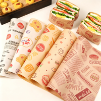 Kertas Pembungkus Makanan Anti Minyak Bermotif Kotak-Kotak Kecil dengan Logo Custom, untuk Sandwich, Restoran, Makanan Cepat Saji, Burger, 38Gsm