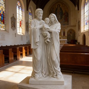 Esculturas de Mármol de la Sagrada Familia Europeas Hechas a Mano, Tamaño Real, Religiosas, Personalizadas, para Jardín de Iglesia al Aire Libre - Product Image 1