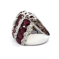 Cincin Kawin Emas Putih 18k Berlian Asli Batu Permata Ruby Buatan Khusus untuk Hadiah