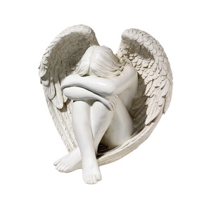 Statue de jardin d'ange solitaire ailé en <span class=keywords><strong>résine</strong></span> d'extérieur - Product Image 1