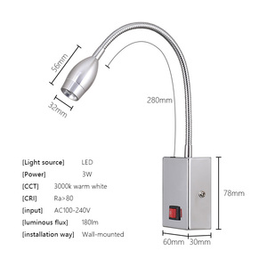 Treo Tường Đèn Tường Cho Phòng Ngủ LED Hardwired <span class=keywords><strong>Sconce</strong></span> Với Chuyển Đổi <span class=keywords><strong>On</strong></span>/<span class=keywords><strong>Off</strong></span> Hiện Đại 3000K Đu Cánh Tay Cạnh Giường Ngủ Đọc Sách Ánh Sáng - Product Image 6