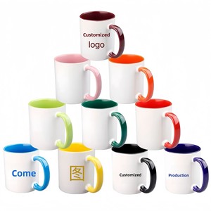 Mug sublimasi warna ganda keramik 11oz pegangan warna bagian dalam cangkir kado Transfer panas gambar foto cetak - Product Image 1