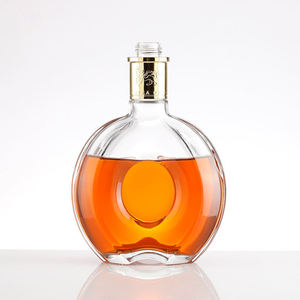 Bottiglia di Brandy in Vetro Ovale Cavo con Logo Personalizzato, Tappo Dorato in Rilievo per Coniac e Brandy, Confezione Premium per Liquori con Etichetta Privata - Product Image 1