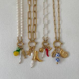 Tự làm thời trang vòng cổ với 18K mạ vàng thép không gỉ mùa xuân clasp, mở-vòng ngọc trai pin, và có thể tháo rời liên kết chuỗi - Product Image 1