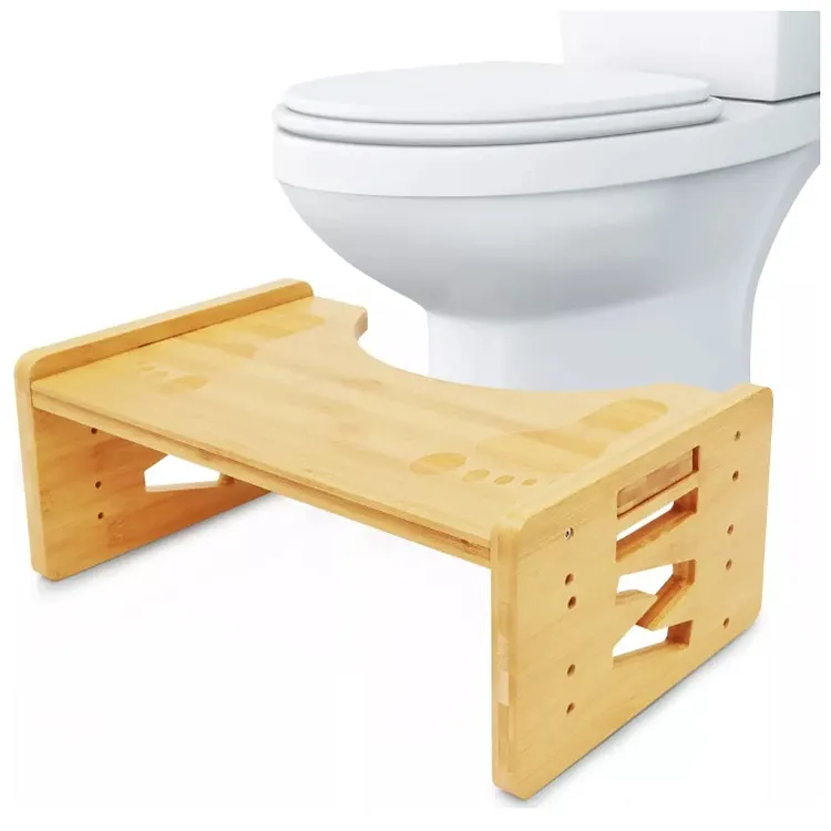 Sgabello per cacca da bagno sgabello per vasino in bambù regolabile Multi-altezza sgabello per Squat con tappetino antiscivolo