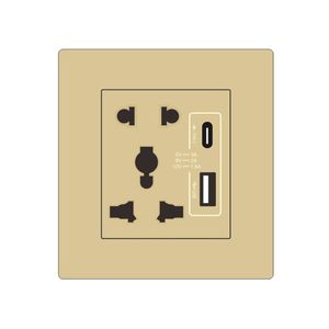 V1-WNWK-USBA/C Champaign Gold Color PC Material Universal Customized Hotel Electrical Switches and <b>Sockets</b> <b>With</b> <b>USB</b> a and Type C - Product Image 1