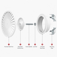 Diffuseur d'air carré en aluminium à 4 voies pour plafond, grille d'alimentation CVC avec option d'amortisseur pour systèmes de climatisation