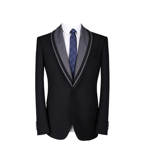 <span class=keywords><strong>Blazer</strong></span> noir pour <span class=keywords><strong>homme</strong></span> HARCHOY avec revers châle <span class=keywords><strong>gris</strong></span> contrastant, veste de smoking ajustée à un bouton pour spectacle, bal de promo, mariage - Product Image 1