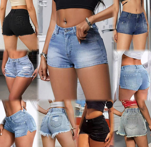 Shorts de mezclilla retro lavados al por mayor con bordes deshilachados, nuevo estilo de verano para mujer, corte ajustado y moldeador, <span class=keywords><strong>pantalones</strong></span> cortos que realzan la cadera. - Product Image 6