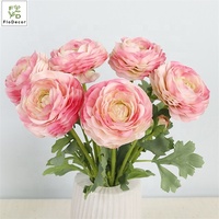 2 Tangkai Bunga Ranunculus Sentuhan Asli Buatan Warna Putih Pink untuk Dekorasi Meja dan Luar Ruangan
