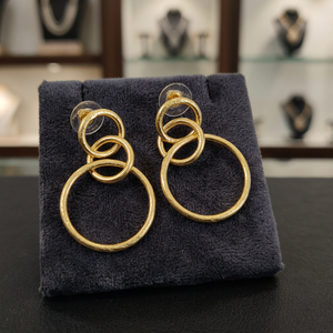 Soumya Creation Handmade Brass Hoop Earrings Gold Plated Cute Geometric Design Indian Women's Jewelry From Rajasthan - Product Image 2