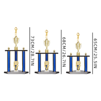 Trophées en plastique personnalisés en gros à trois colonnes avec base en bois pour les vainqueurs de basketball Champion League RZ16