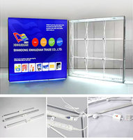 Produit promotionnel : Stand d'exposition portable en tissu avec éclairage LED en aluminium, fond de stand personnalisé avec logo, bannière publicitaire
