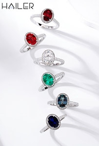 Anillos de alta calidad de zafiro azul ovalado para mujer Anillos de diamantes de piedras preciosas cultivadas en laboratorio Anillo de plata esterlina real - Product Image 6