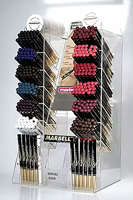 Présentoir acrylique à crayons pour sourcils Présentoir publicitaire cosmétique Organisateur métallique Maison Vente au détail Plexiglas Crayon à sourcils Présentoir POS