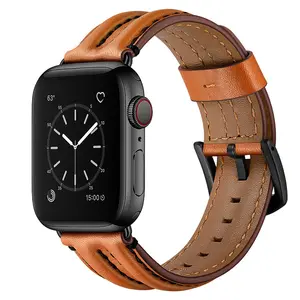 High Quality Leather Watch Straps Multi-colored Vintage Leather Luxury Wrist Watch Band for apple watch band